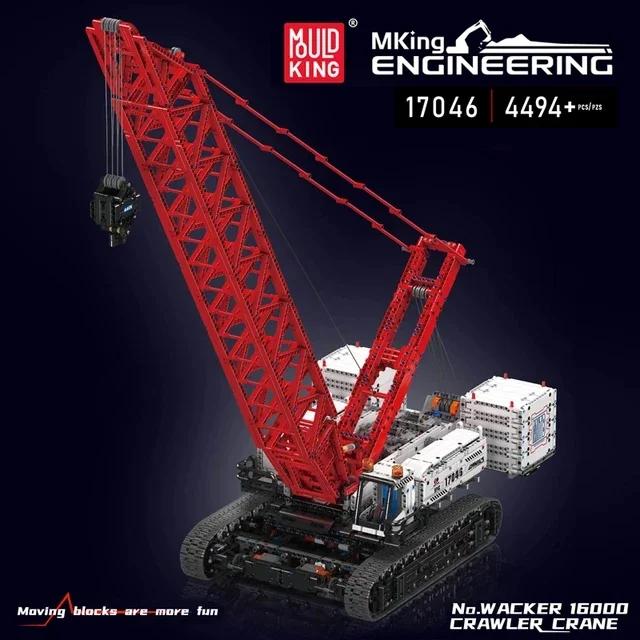 Mould King 17046 Technical Truck Building Block Remote Control Wacker 16000 Crawler Crane Model Brick Toys Kids Christmas Gift