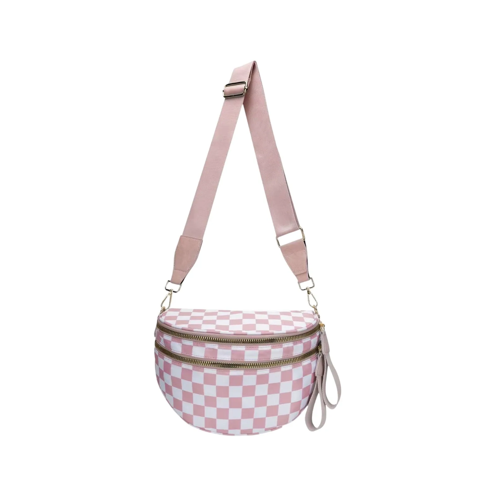 

Black and White Checkered Spacious Bum Bag Crossbody Bags for Women Nylon Travel essentials Mommy Bag Diaper Bag for Mom