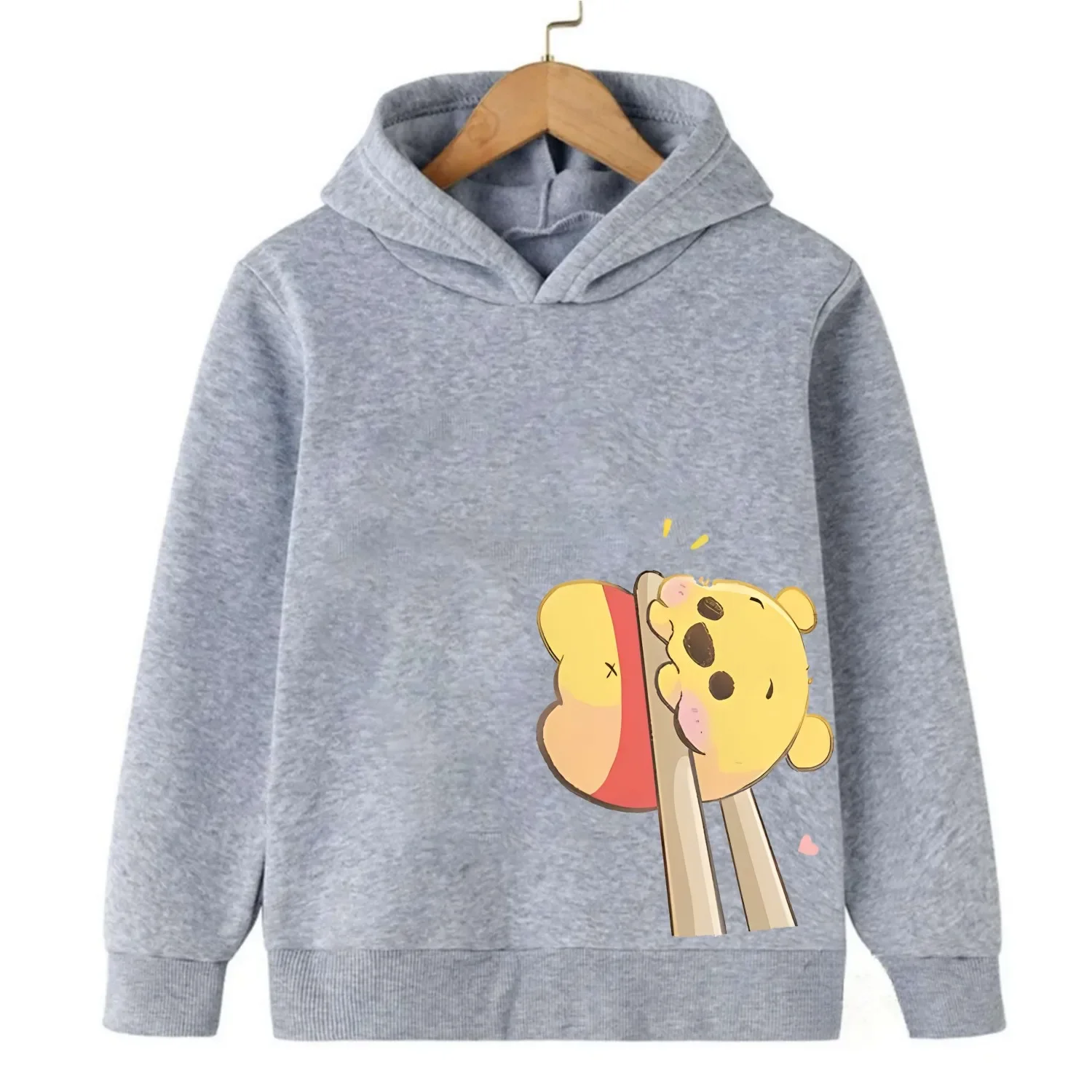 

Дисней Винни Пух мультфильм милый принт для мальчиков и девочек теплый пуловер детский осенне-зимний повседневный модный свитшот