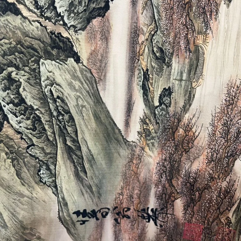 Antique Celebrity Calligraphy and Painting Xie Zhiliu Le in the Mountains and Rivers Picture Long Scroll Painting Scroll Living