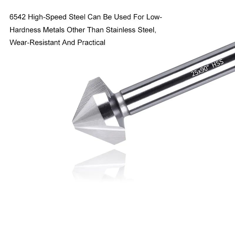 AZZKOR 4,0 mm-6,5 mm Entgrat- und Fräserbohrer 6542 aus Schnellarbeitsstahl 90 mit 3 Schneiden für Innenloch-Fasen – Detail 2