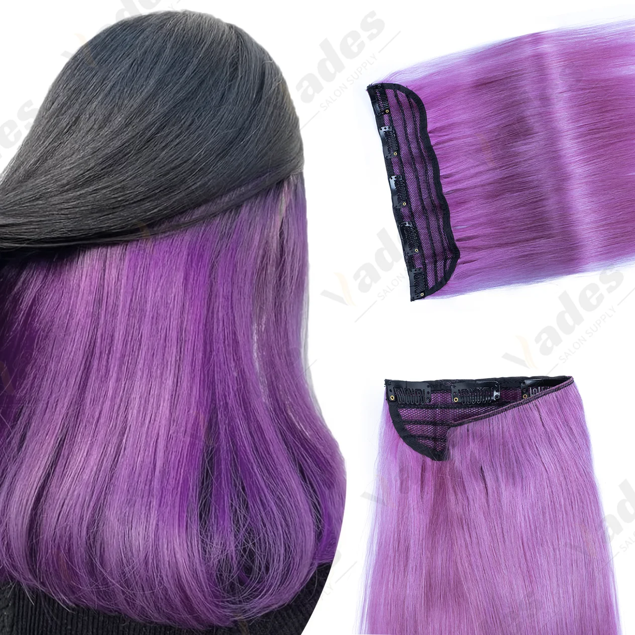 

40CM Elegant Straight 4 Clips Hair Colorful Rainbow One Color Party Highlight Long Straight Suitable for Women Party Gifts 40G