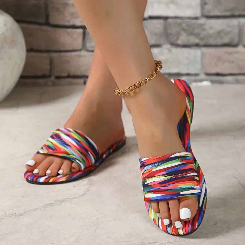 Женская обувь 2025, модные женские тапочки с открытым носком, летние уличные тапочки больших размеров, лаконичные бестселлеры, удобные легкие тапочки на плоской подошве