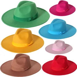 New color Fedora winter hat top concave convex water drop 9.5cm brim men and women feel jazz yellow шляпа женская