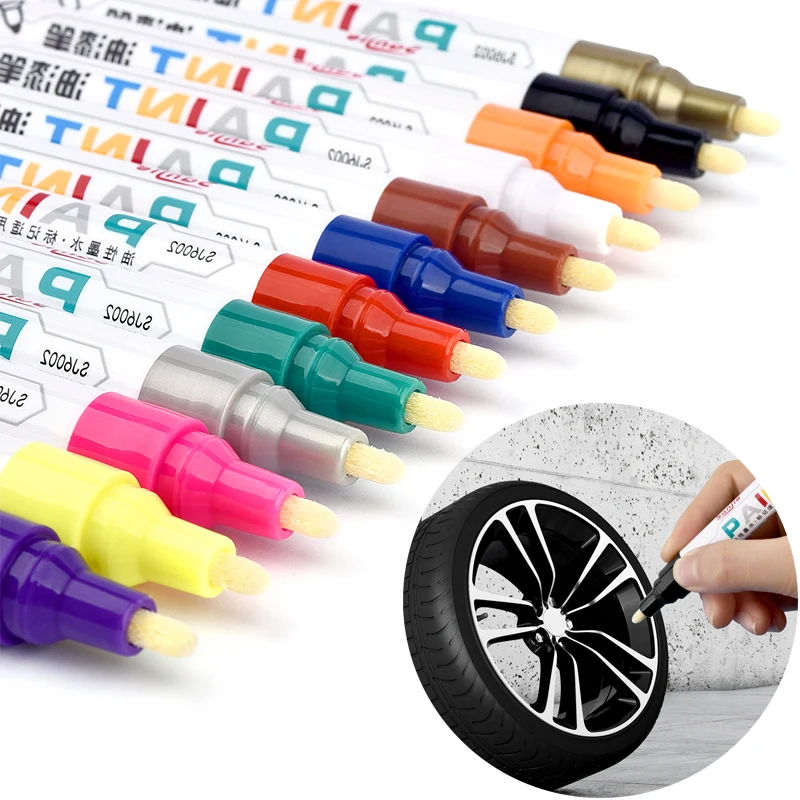 1Pcs Oil Paint Pens Permanent Waterproof Graffiti Markers Multi-Purpose Marking Pen For Metal Rock Wood Fabric Mugs Cars Tire