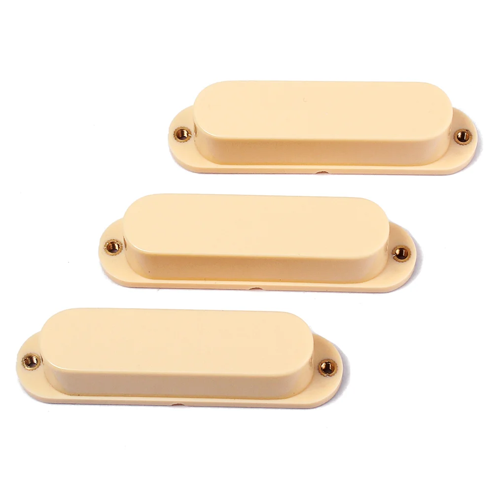 

3pcs Style Single Coil Guitar Pickup Cover Set No holes with Copper Eyes (Cream) Single Coil Pickup Cover