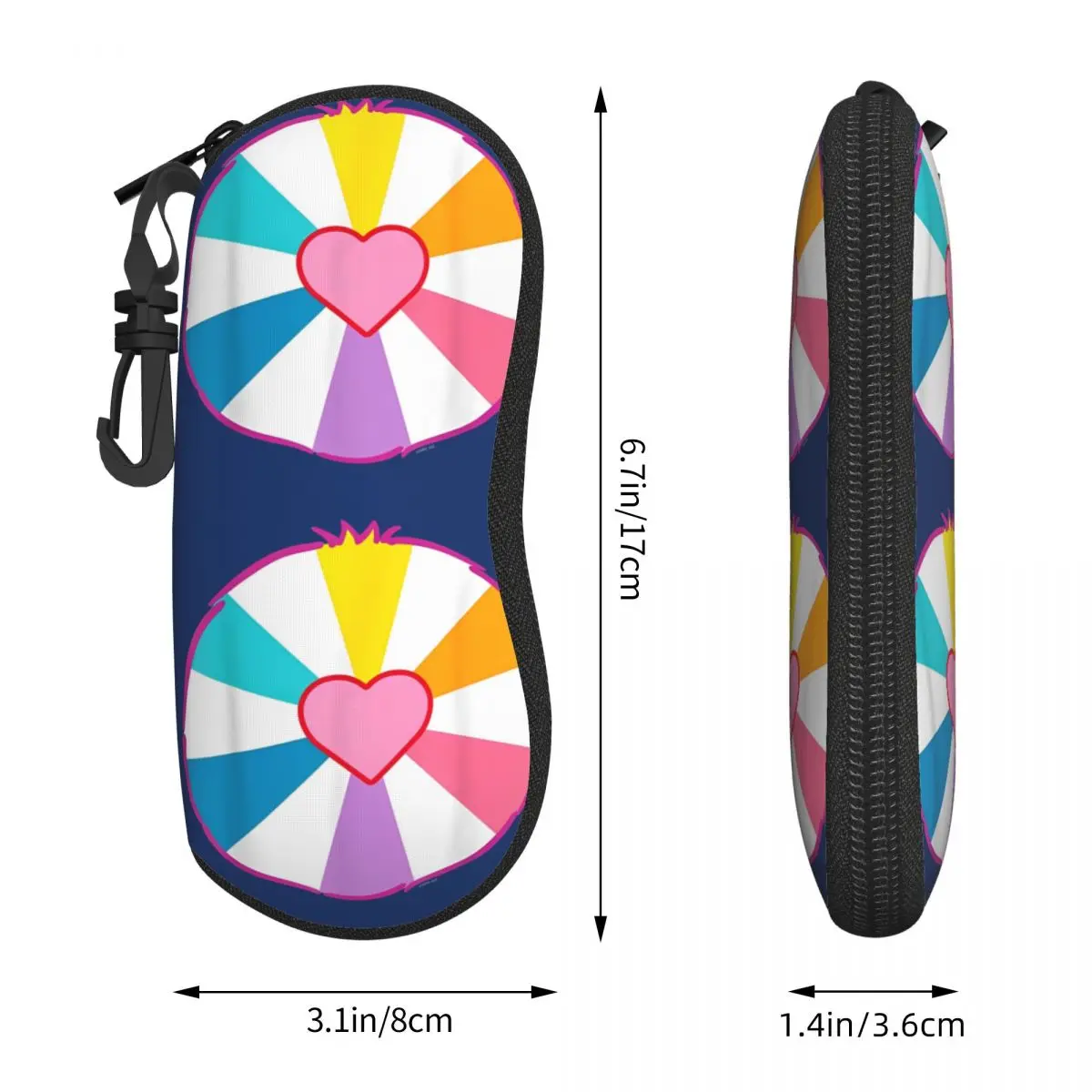 Care Bears – étui à lunettes en forme de cœur pour hommes et femmes, boîte de rangement de lunettes Portable à fermeture éclair, boîte à lunettes Vintage