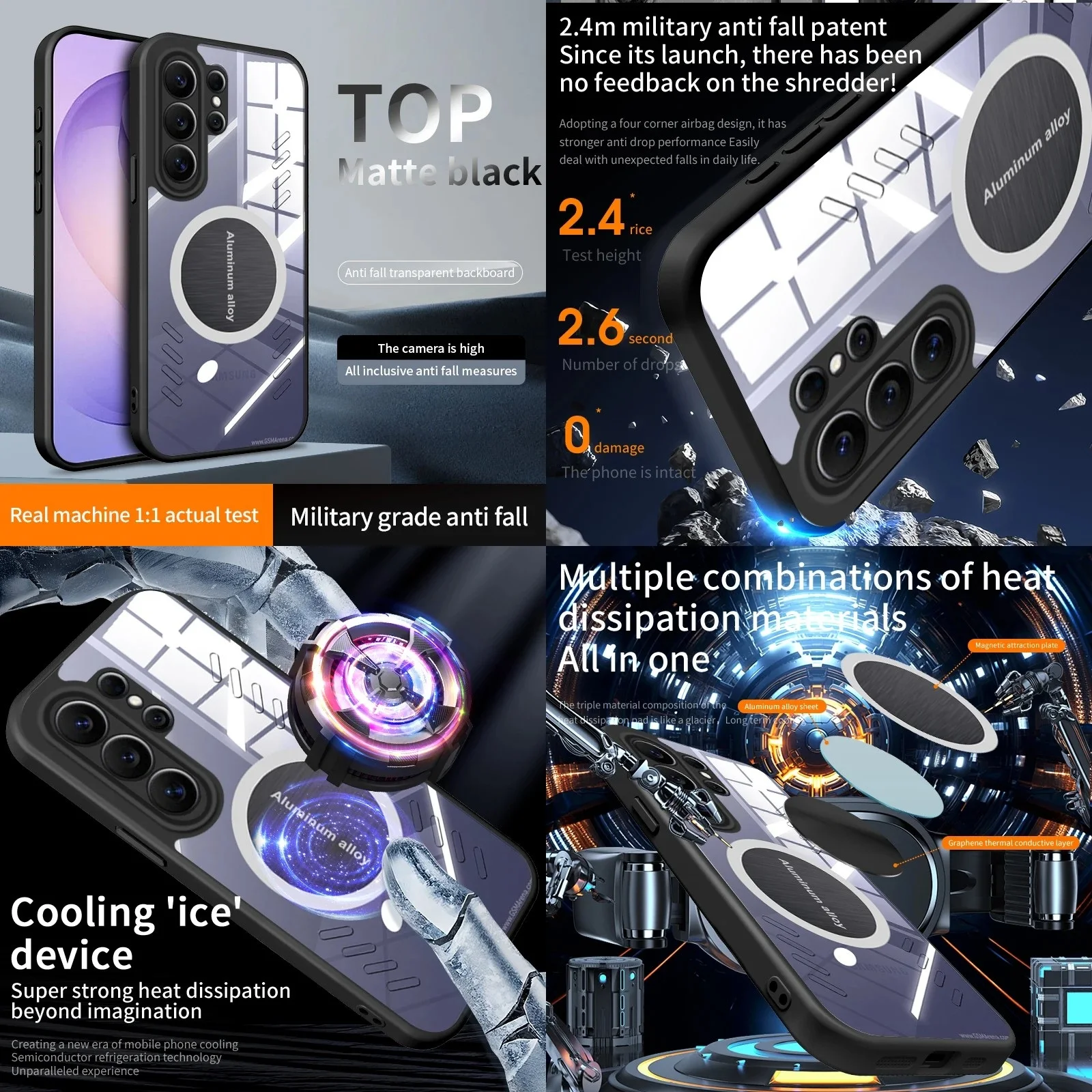 Breathable Phone Case For Samsung Galaxy S26 S25 S24 S23 Plus S22 Ultra FE Heat Dissipation Case Transparent PC Magnetic Cover