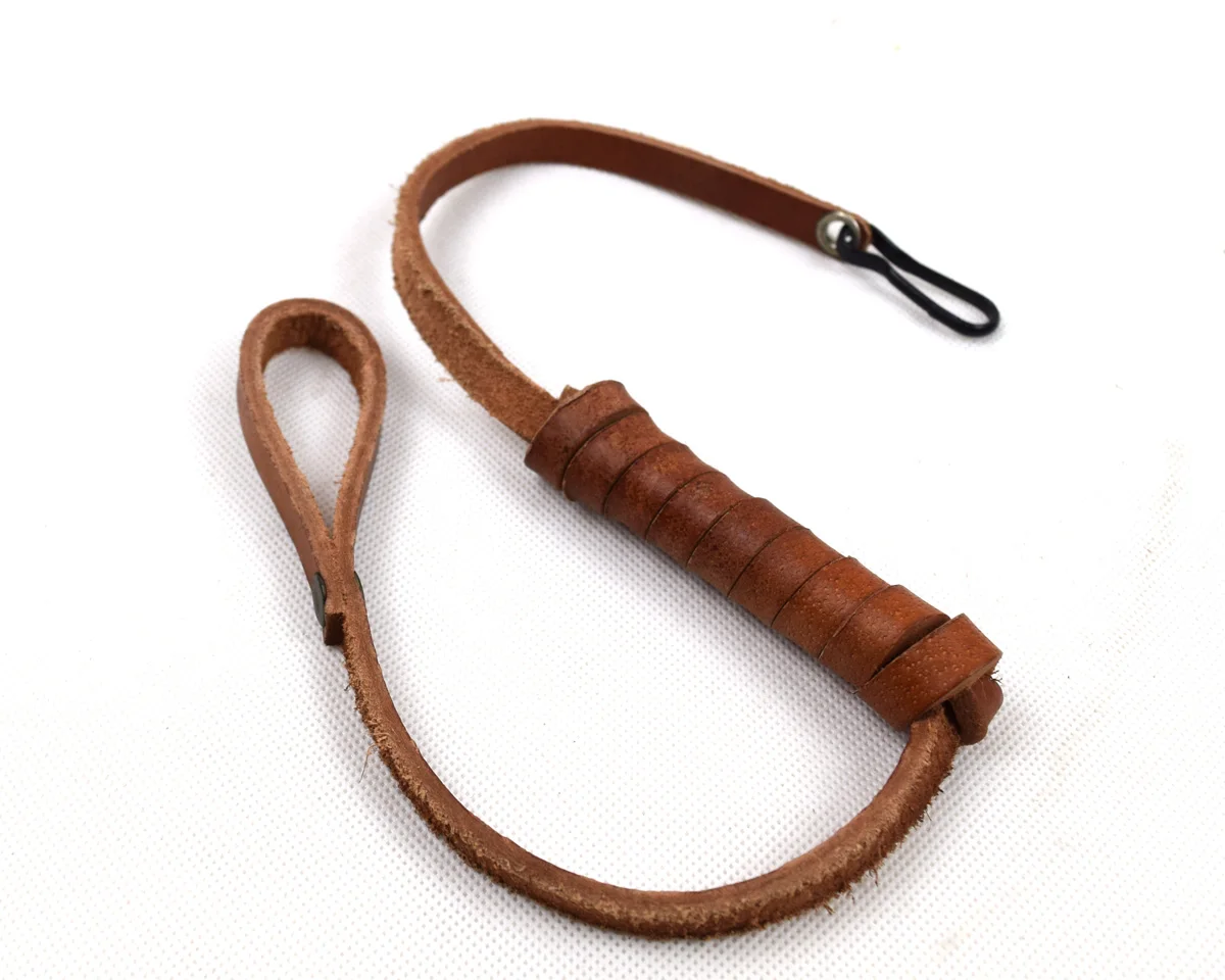 Military Durable Type Pistol Leather Sling Lanyard Keychain