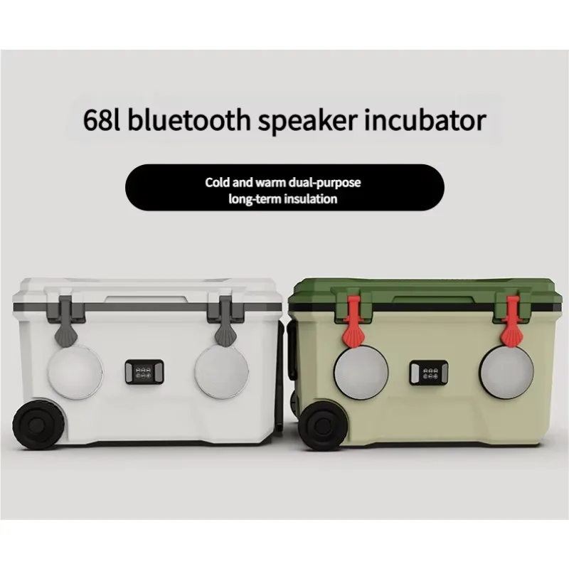 Portable 68L Insulated Cooler Box with Speaker Waterproof Print Pattern Rotomolded Ice Chest for Food & Fishing