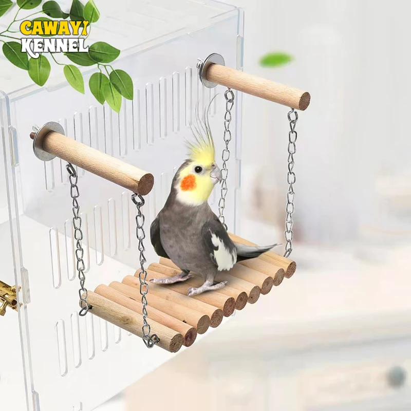 Parrot Wooden Suspension Bridge Hammock Swing Stand Toy  Swing Ladder Climbing Ladder Toy for Parrot Bird Pet Supplies