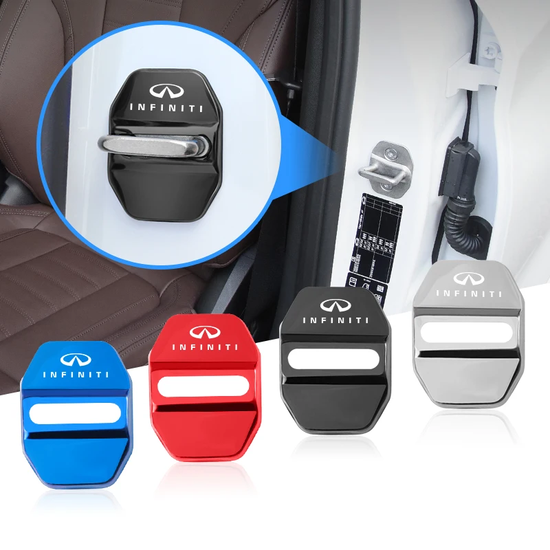 4 قطعة غطاء قفل باب السيارة الفولاذ المقاوم للصدأ حماية اكسسوارات لإنفينيتي Q50 Q50L Q60 Q70L QX30 QX50 QX60 QX70 QX80 ESQ FX35 #1