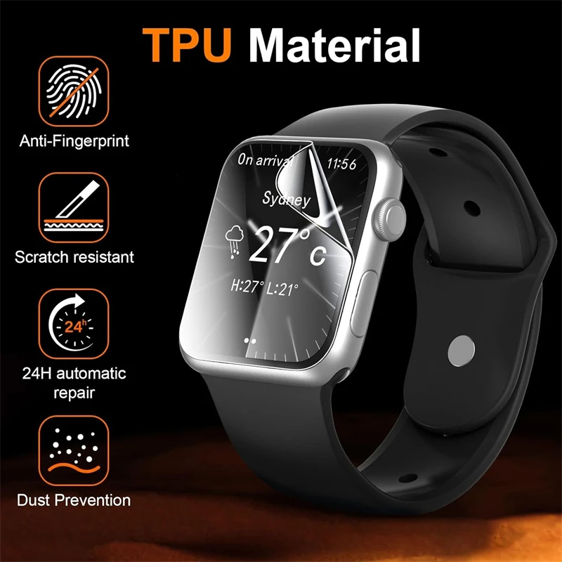 5PCS Hydrogel Film for Apple Watch 46MM 44MM 45MM 42MM 41MM 40MM 49MM 38MM Screen Protector iwatch series Ultra 10 9 8 7 6 SE 5