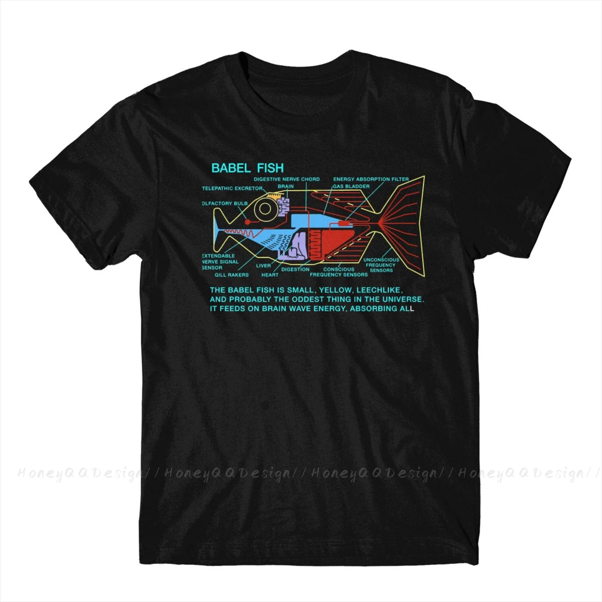 NDVH Babel Fish H2G2 Print Cotton Shirt Hombre The Hitchhikers Guide To The Galaxy Men Adult Tee Unisex O Neck Women T-Shirt