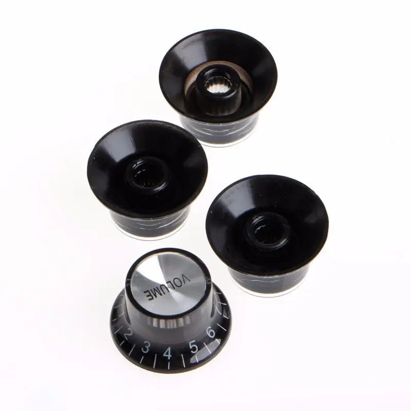 Guitar 2 Tone 2 Volume Control Knob Silver Top Hat Bell 6mm Diameter Pot For Gibson Les Paul Epiphone SG Instrument Part