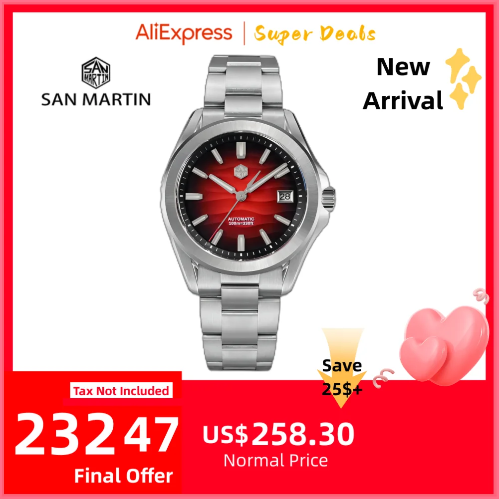 

San Martin 39mm NH35 Desert Dune Dial Men Automatic Mechanical Watches Dress 3H Date Window Waterproof Sapphire Luminous SN0129C