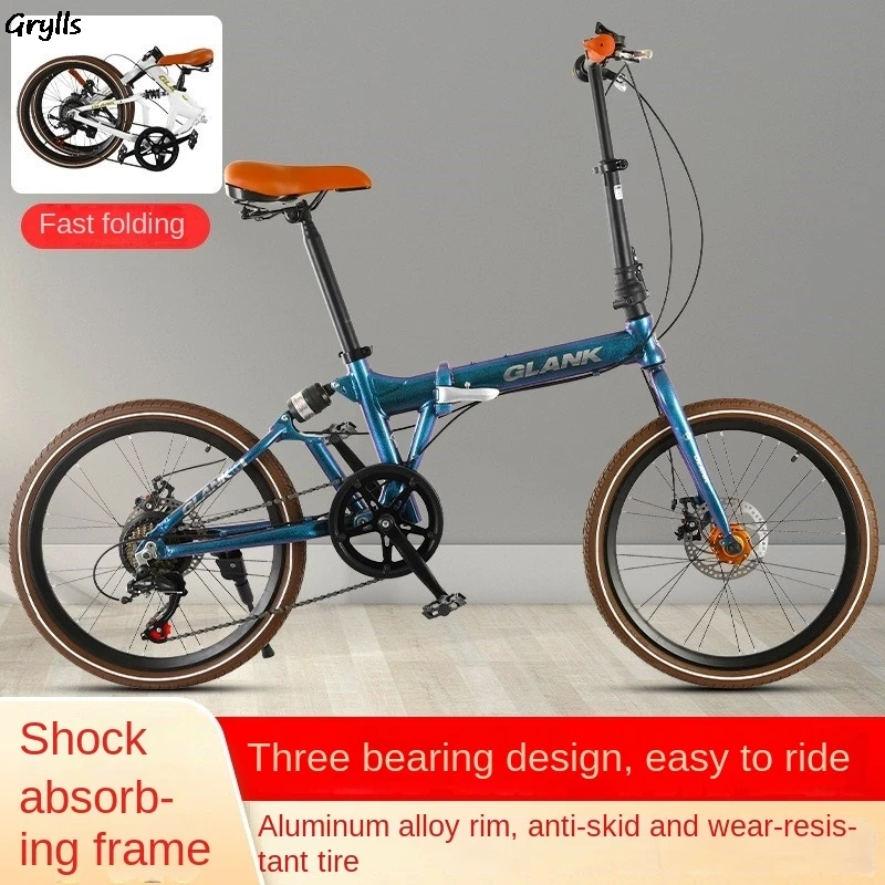 

Grylls Aluminum Alloy Folding Frame 22 "bicycle Outdoor Portable Disc Brake Damping Adult Variable Speed Student Bike Hot New