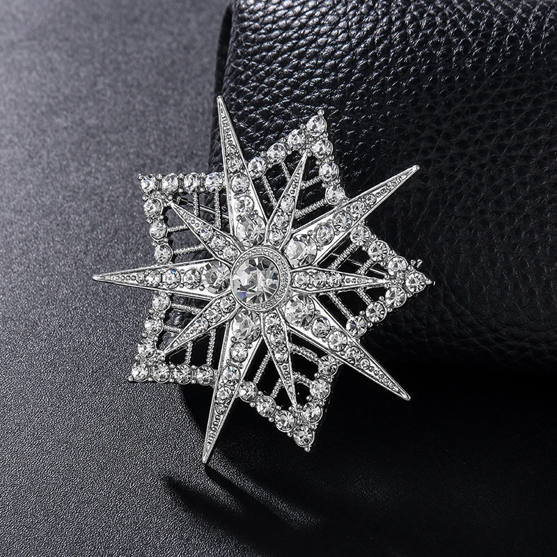 WEIMANJINGDIAN Brand Silver Plated Crystal Rhinestones Starburst Wedding Decor Brooches