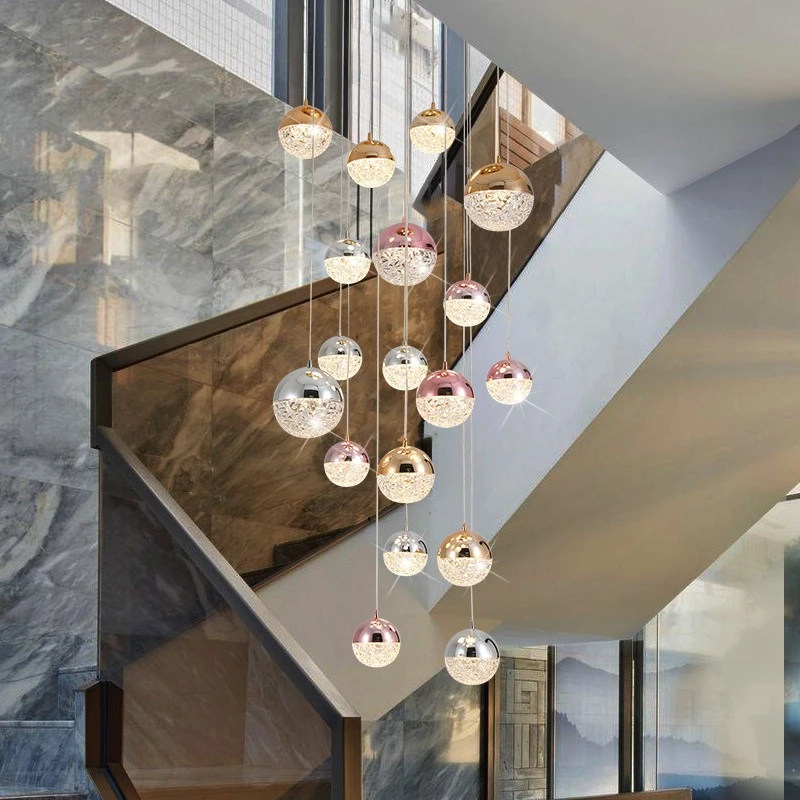 Modern Luxury Chandelier Villa Rotating Duplex Building Bar Counter Living Room Advanced Atmosphere Decoration Lighting Fixtures