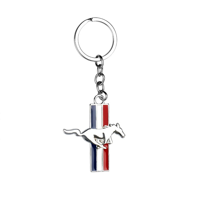 Metall 3D Auto-Schlüsselanhänger mit laufendem Pferd-Emblem, Schlüsselring für Ford Mustang Focus GT Ranger Mk3 Mk7 Auto-Styling