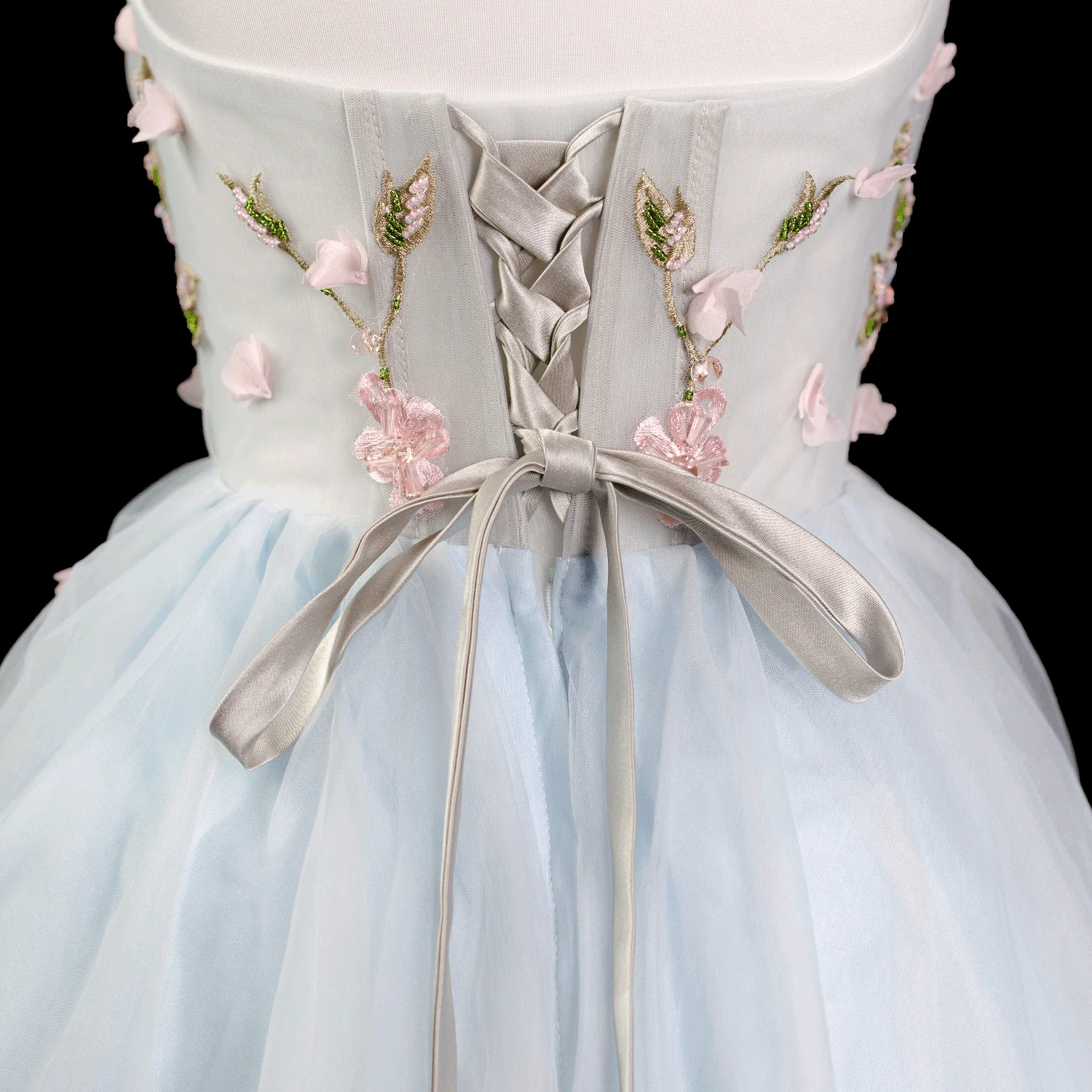 AnXin SH-Robe de soirée en dentelle bleue, tenue de princesse, sans bretelles, perlée, rose, cristal, fleur, nœud, courte, personnalisée, petite robe blanche