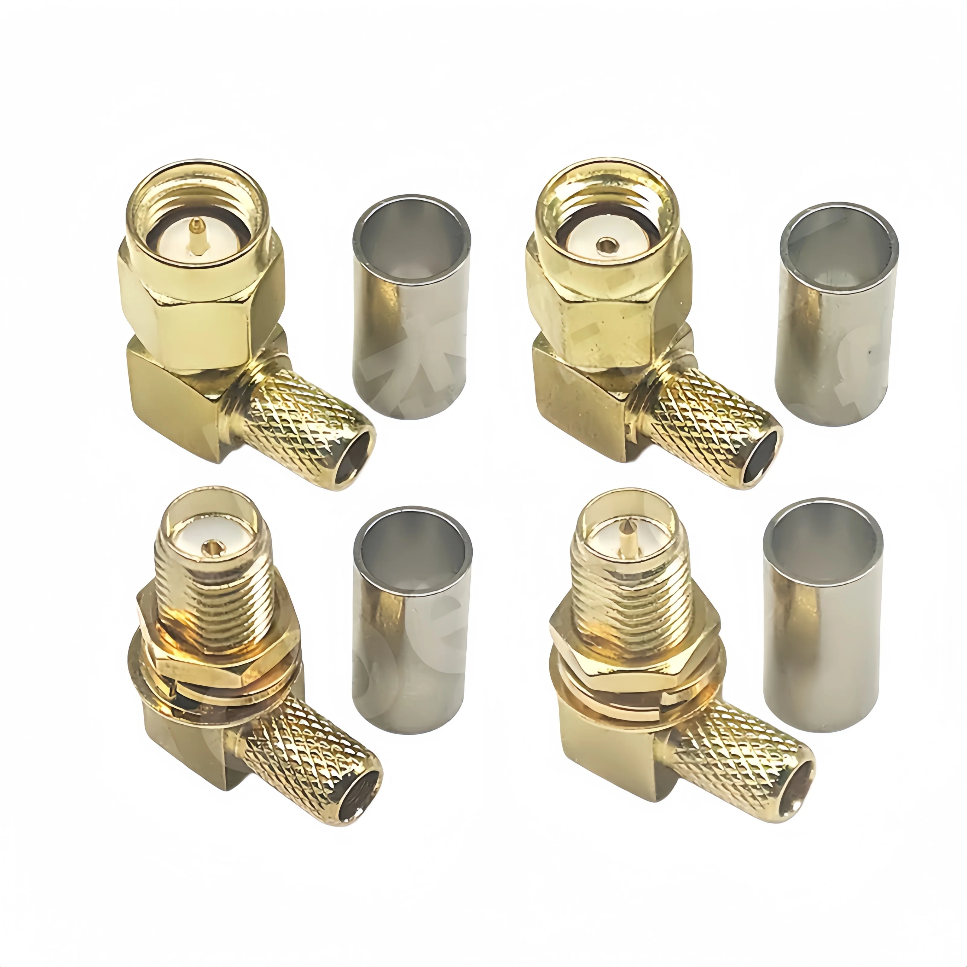 

10PCS SMA male/female socket RF coaxial connector crimping, suitable for RG58 LMR195 cable terminal right angle adapter