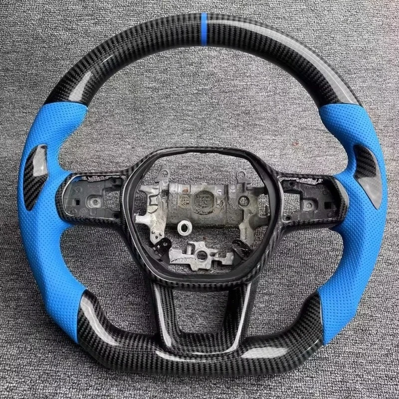 

High Performance Sport Steering Wheel with Real Carbon Fiber Blue Leather for Honda Civic Accord CRV Custo Car Steering Wheel