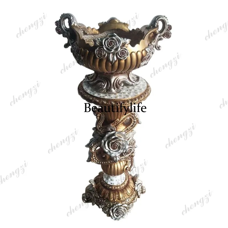 A95 European-style living room Roman column floor-to-ceiling large vase TV cabinet entrance exquisite drilling