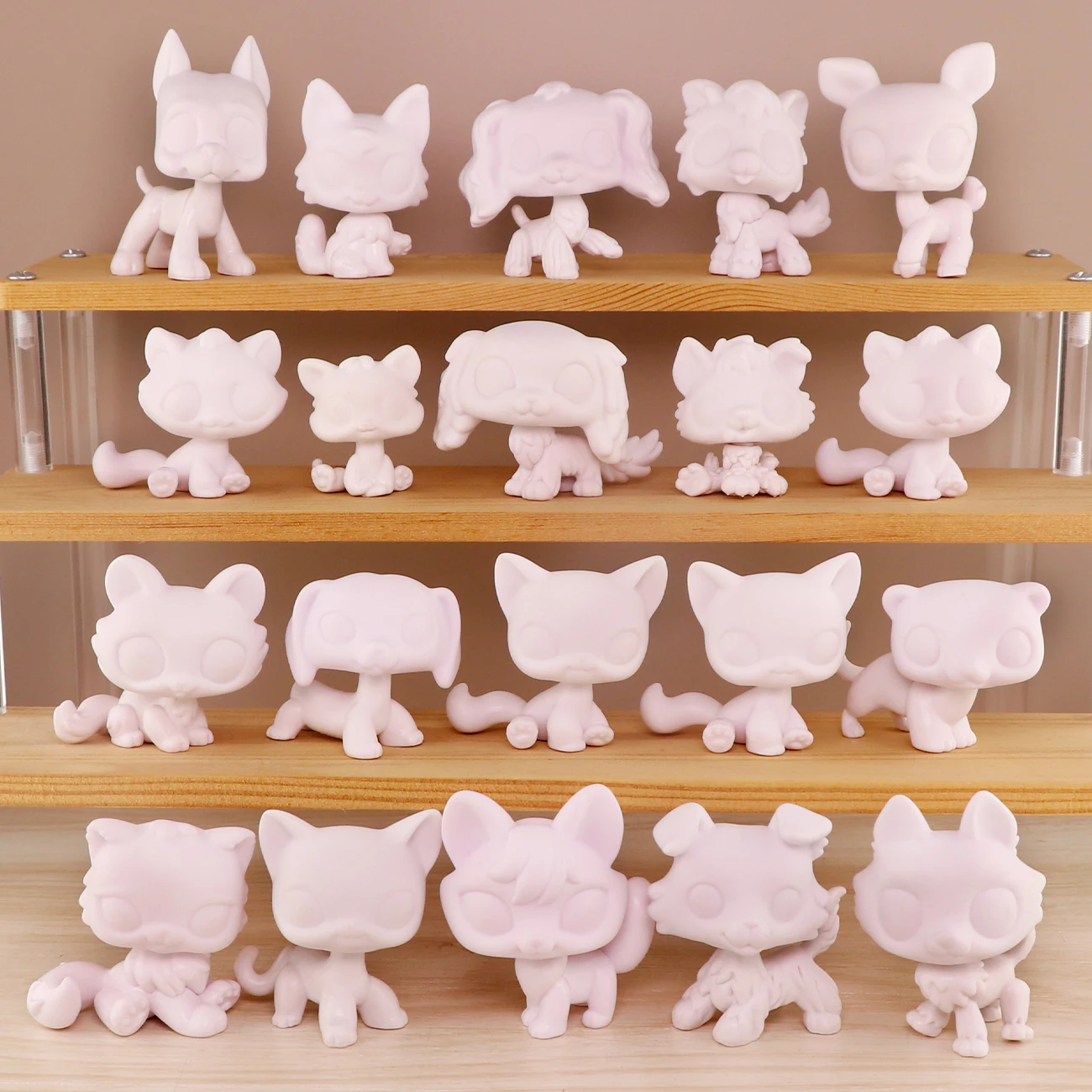 Custom Figure White Base,20 Piece Collie  Shorthair Cat Charles Spaniel Dog Dachshund Dog Puppy DIY Paint Blank Molds