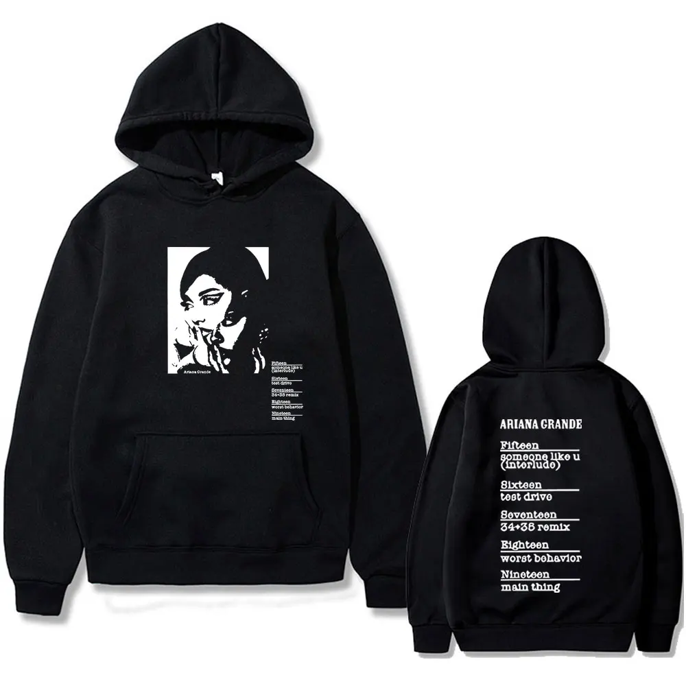 Singer Ariana Grande Double Sided Print Hoodie Men's Clothing Hip Hop Oversized Hooded Pullover Unisex Casual Fashion Hoodies