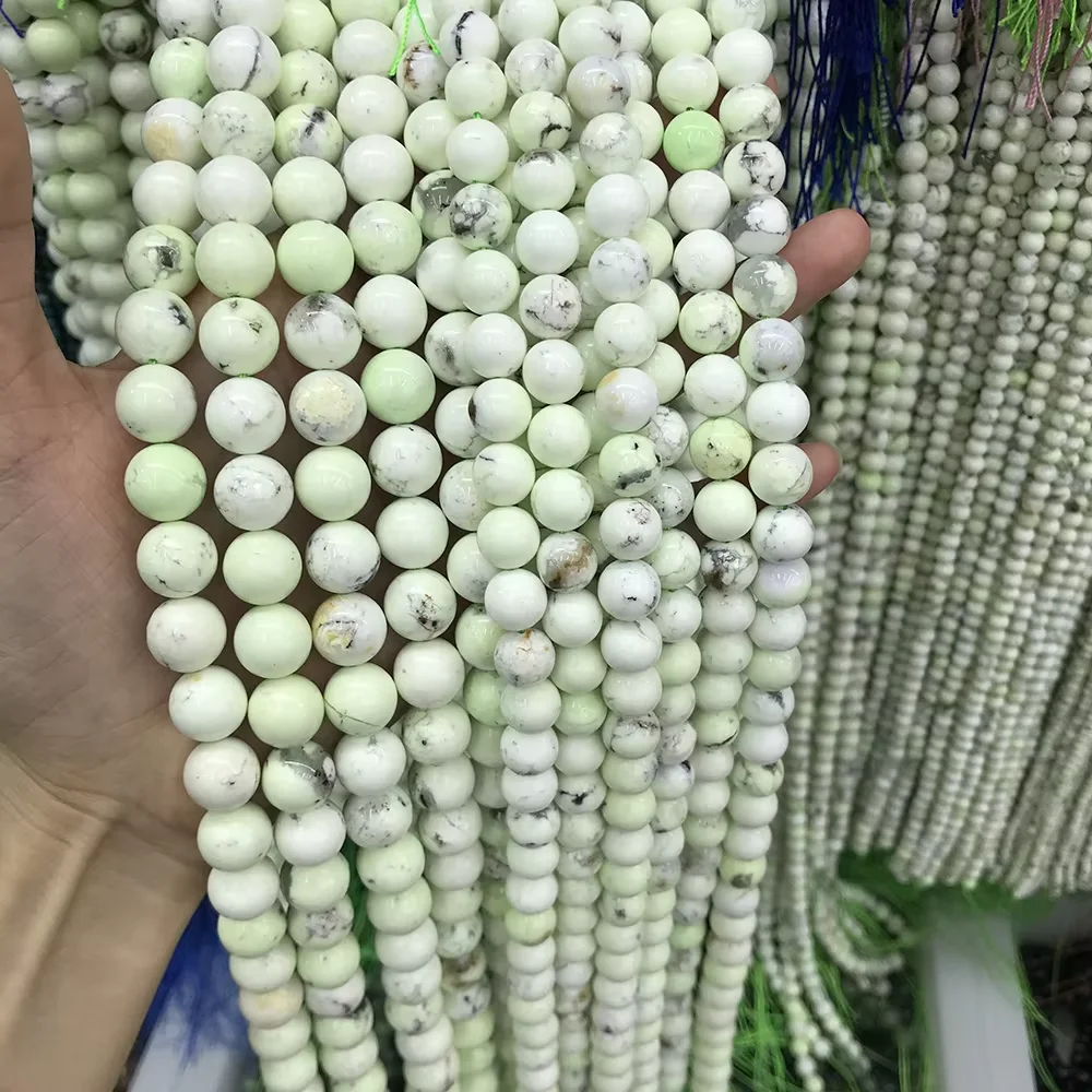 Natural Genuine Yellow Green Australian Turquoise Round Loose Gemstone Beads 6-12 mm 15