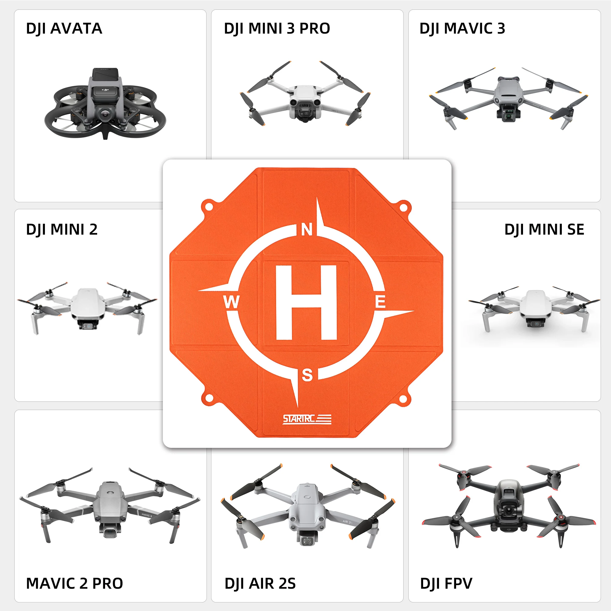 Drone Landing Pad Universal For DJI NEO/Air 3/Mavic 3 Pro/Mini 3 2/Air 2S/FPV Avata 2 PU Leather Fast-Fold Foldable Helipad 20In