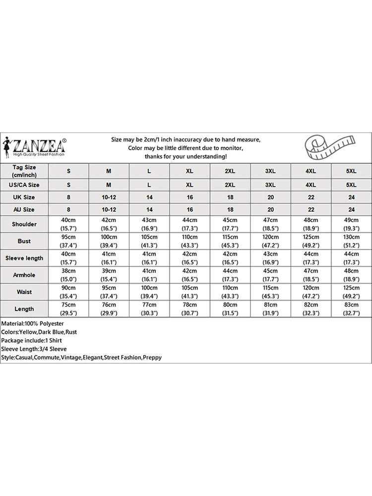 ZANZEA femmes Blouses 2025 automne Vintage chemise florale imprimé bohème élégant col montant 3/4 manches tunique décontractée hauts Blusas