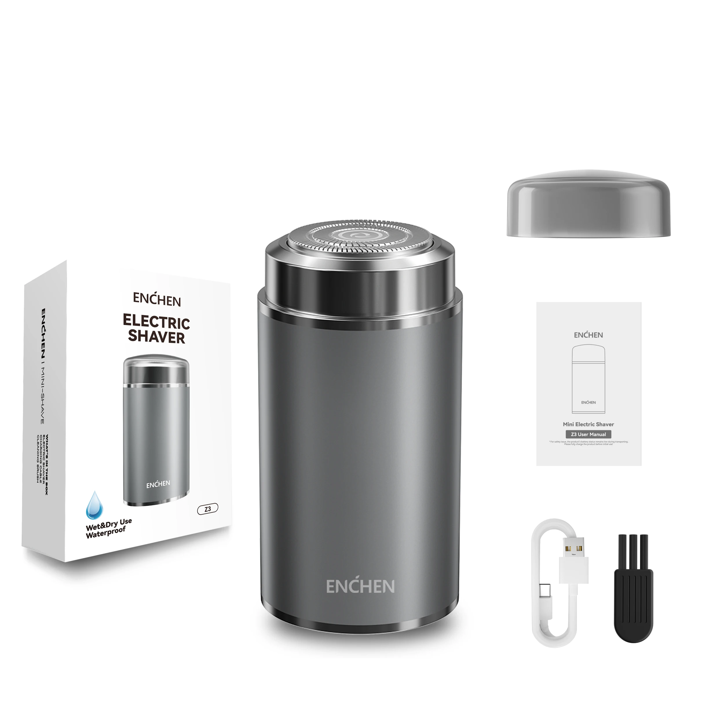 

Мини-бритва ENCHEN Z3 с 3-дорожечной изогнутой режущей сеткой, автоматическая самошлифовальная водонепроницаемая для всего тела, легко чистится