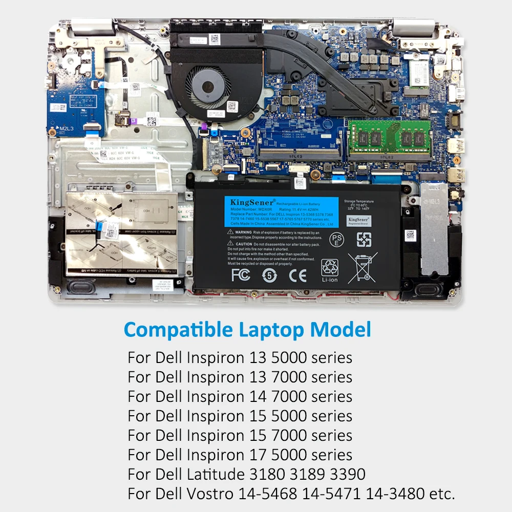 KingSener WDXOR Laptop Dành Cho Dành Cho Laptop Dell Inspiron 14 5368 5567 7560 5767 7472 7460-d1525s 7368 7378 5565 Latitude 3488 3580 WDX0R