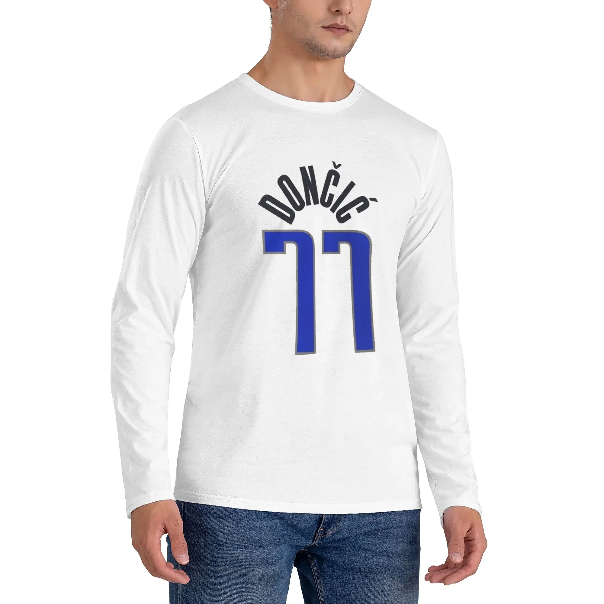 

Luka Doncic Men's Long Sleeved T-shirt Casual Round Neck T shirts Spring and Autumn Men tops