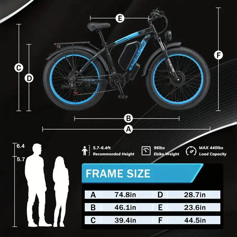 Kaijielaisi V3 AWD Electric Bike for Adults, Peak 4000W Power 26” Fat Tire Ebike, Dual Motor Electric Bicycles, 48V 22.4AH Removable Battery Fast Dual Hydraulic Brakes 21-Speed Electric Mountain EBike image 9