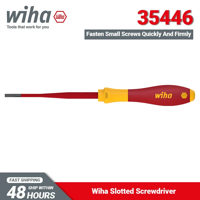 Wiha 35446 Screwdrivers 1000V VDE-tested Insulated Electrician Slotted Screwdriver 35Grams  204mm Length