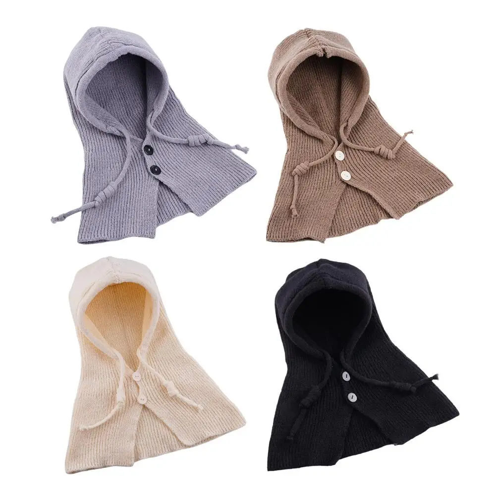 الشتاء موضة محبوك مقنعين قبعة المرأة رمادي غطاء الرقبة بالاكلافا بيني الكورية Y2k الصوف قطعة واحدة البلوز قبعة للسيدات