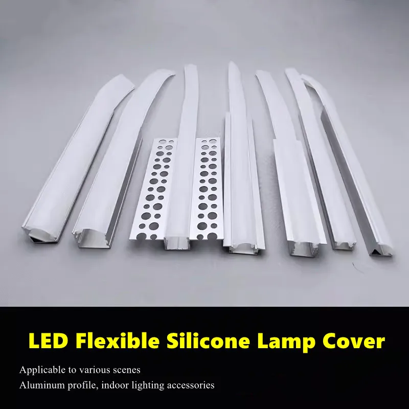 LED Aluminum Profile Flexible Silicone Lampshade Milky White Cover for Led Bar Light Channel DIY Linear Light Fixture Fitting