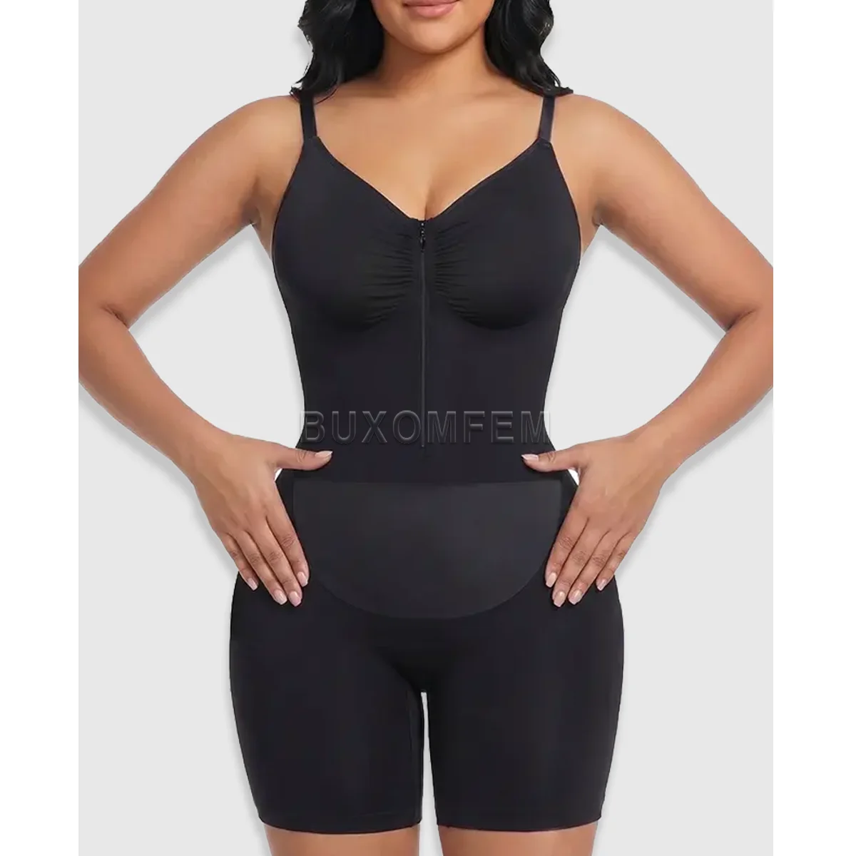 Women's Chest Hugging Sleeveless Jumpsuits Stretchy Breathable Lightly Compressed Shaper Seamless Zip Closure Molde Shapewear