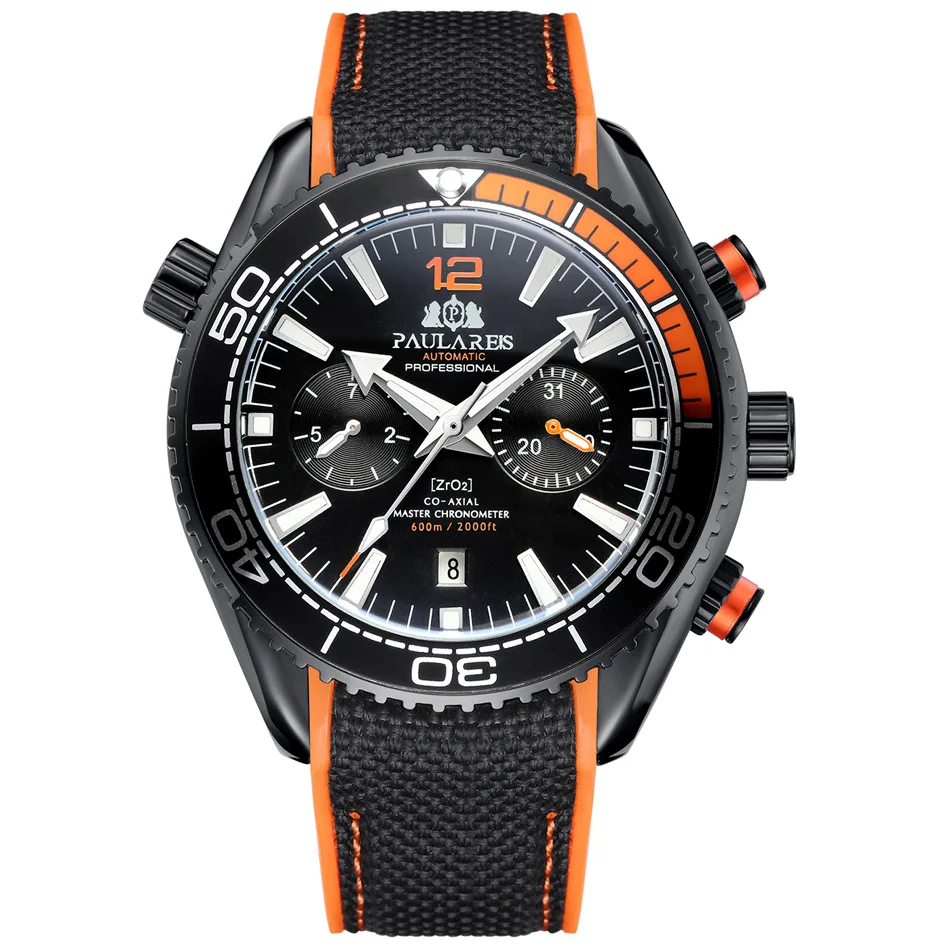 PAULAREIS P Luxus Männer Automatische Selbst Wind Mechanische Uhr für Männer Kautschukband Wasserdicht Leucht Datum Mode Herren Uhren 5