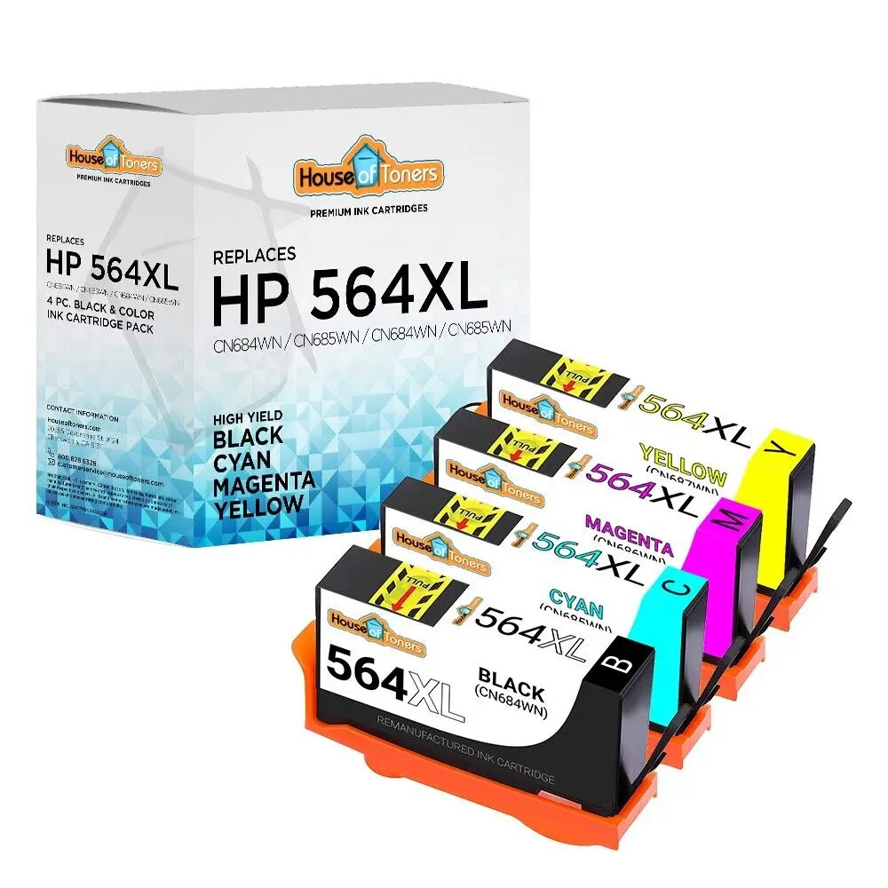 Cartuchos de tinta 4pk # 564xl para hp deskjet 3070a 3520 3521 3522 3526