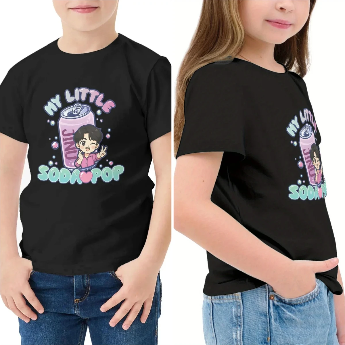 خمر Jinu's الصودا البوب K-kpop شيطان الصيادين تي شيرت مطبوع كم قصير تي شيرت الصيف فتاة بوي قميص بلايز عادية Crewneck الملابس