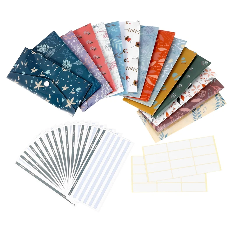 

Cash Envelope System, 15 Waterproof Reusable Plastic Budget Envelopes, 15 Budget Sheets And 24 Stickers For Budgeting