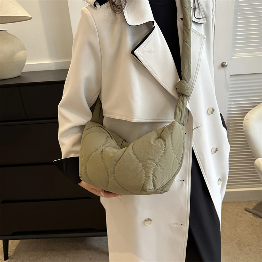 

Женская сумка-шоппер с подушкой, модная мягкая пуховая сумка-тоут с хлопковой подкладкой, однотонная стеганая простая сумка через плечо для девочек-подростков