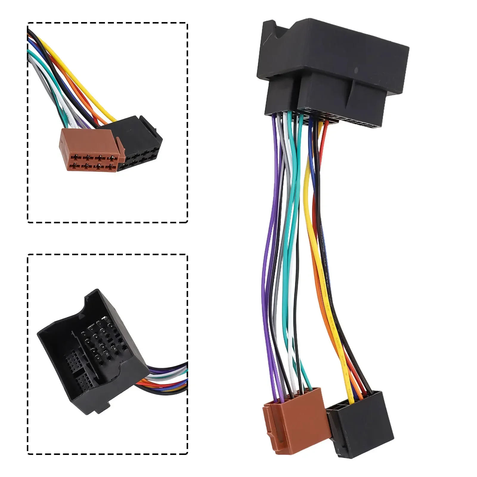 For Bora For Golf Cable Connector Plug Radio Wiring Harness Black Non-deformation Wear-resistant 12V 220mm ABS