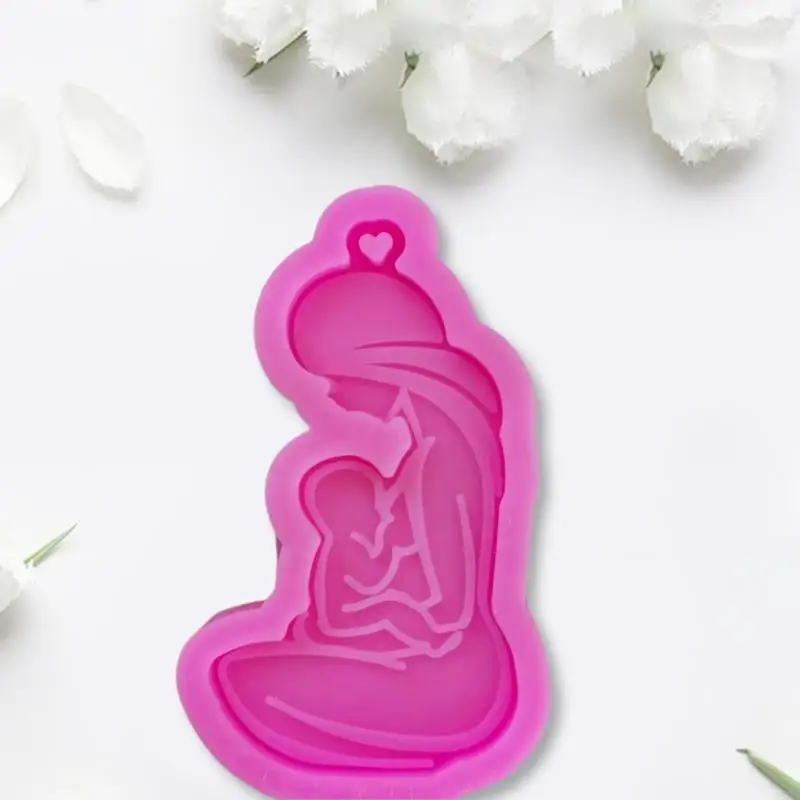 

97BA DIY Crafts Silicone Mould UV Epoxy Mold Glossy Breastfeeding Mother Keychain Handicrafts Necklace Earrings Casting Mold