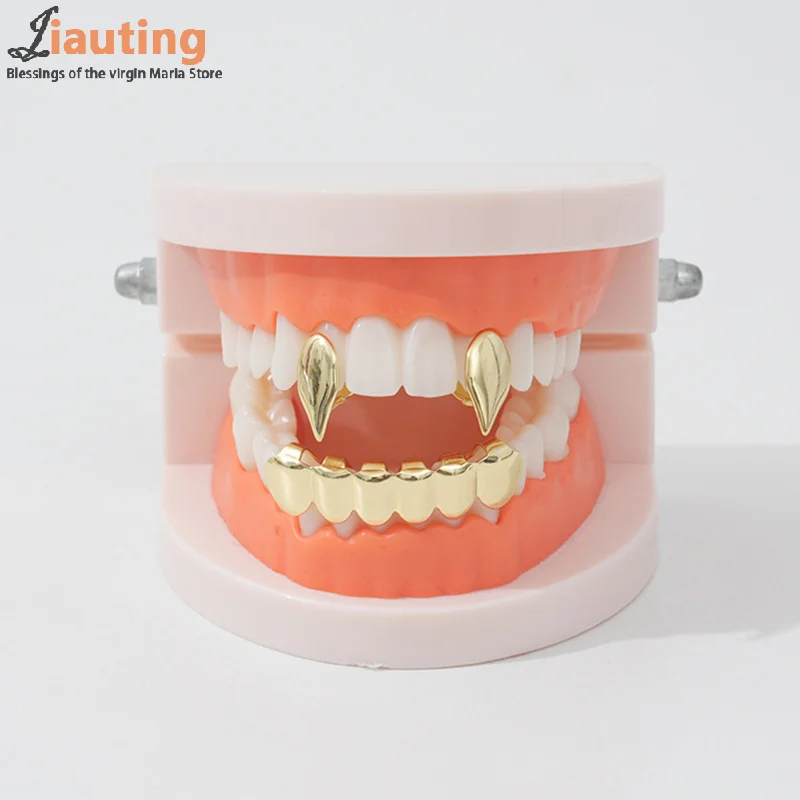 Hip Hop Fashion Glossy Teeth Grills European And American Hipster Teeth Gold Plating Braces