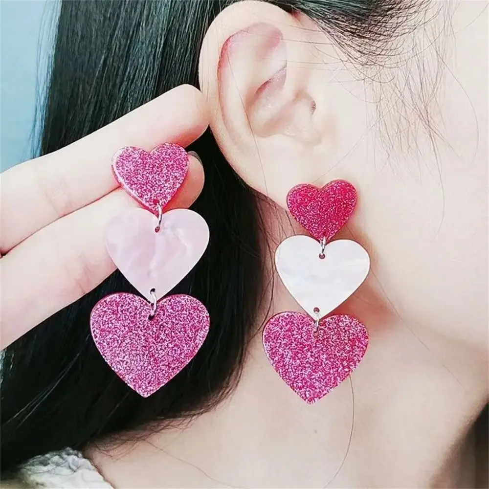 Y2K Pink Dangle Hoop Earrings BOHO Bohemian Style Tassel Earrings Studs Cute Exaggerate Dangle Drop Earrings Birthday Gift